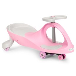 Bobo Car cu roti LED roz ECOTOYS pentru copii 3+ ani, directie 360° si roti din cauciuc