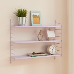 Raft de perete modular lila cu 3 polite din otel, Strängnäs [en.casa]