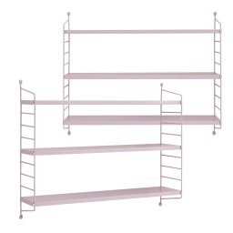 Set 2 rafturi de perete modulare lila cu 3 polite, din otel
