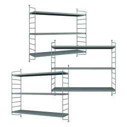 Set 3 rafturi de perete modulare Strängnäs, albastru-gri, din otel