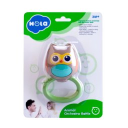 Jucarie zornaitoare bufnita pentru dentitie, multicolora, 3+ luni