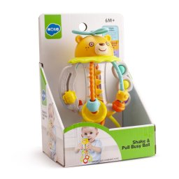 Jucarie senzoriala pentru bebe 6+ luni, scutura si trage, multicolora
