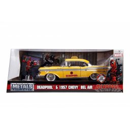 Masinuta metalica Deadpool Chevy Bel Air 1957 Taxi galben, scara 1:24