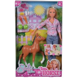Papusa Steffi Love cu calut si accesorii pentru îngrijire, 29 cm