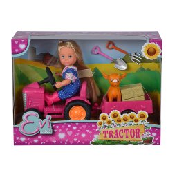 Papusa Evi Love cu tractor, remorca si accesorii de ferma