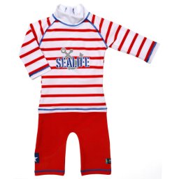 Costum de baie copii SeaLife rosu, UV UPF50+, marimea 98-104, Swimpy