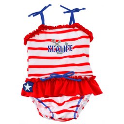 Costum de baie copii SeaLife rosu, marimea XL, Swimpy
