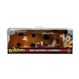 Set masinuta metalica Flintmobile 1:32 cu figurina Fred Flintstone