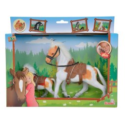 Set figurine cal si ponei Simba Beauty Horse alb, cu textura moale