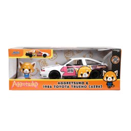 Set masinuta metalica Aggretsuko cu figurina si Toyota Trueno 1:24