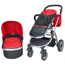 Carucior 2 în 1 Veneto rosu KidsCare, cu landou si parte sport reversibila