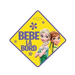 Semn auto Bebe la Bord Frozen pentru geam, cu ventuza, 13 x 13 cm