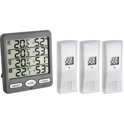 Termo-higrometru wireless TFA cu 3 senzori pentru interior si exterior