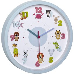 Ceas de perete pentru copii TFA, silentios, cu animale si cifre 3D