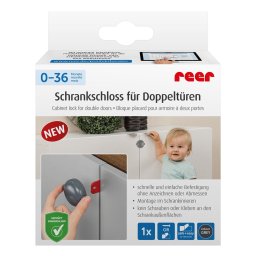 Siguranta pentru usi duble Reer gri, blocator interior pentru dulap