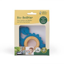 Jucarie pentru dentitie bebe Dinozaur din lemn si cauciuc natural