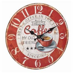 Ceas de perete analog vintage Coffee din MDF, 33,7 cm, TFA
