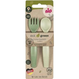 Set tacamuri bebelusi nip Eat Green, lingurita si furculita bio, 9+ luni