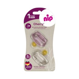 Set 2 suzete Nip Cherry Girl din latex natural, 0-6 luni