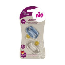 Set 2 suzete Nip Cherry Boy, latex natural, 0-6 luni