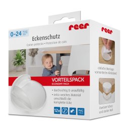 Set 12 protectii universale pentru colturi mobilier, transparente, Reer