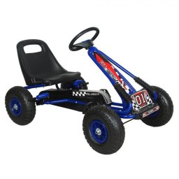 Kart cu pedale pentru copii KidsCare Racer Air, roti gonflabile, albastru