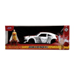 Set Jada One Punch Man cu Mazda RX-3 metalica 1:24 si figurina Saitama