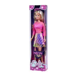 Papusa Steffi Love Neon Style Roz, tinuta fashion neon, 29 cm