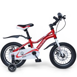Bicicleta pentru copii 2-4 ani KidsCare 12 inch, cu roti ajutatoare, rosie