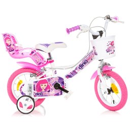 Bicicleta pentru copii Fairy Dino Bikes 12 inch, alb-roz