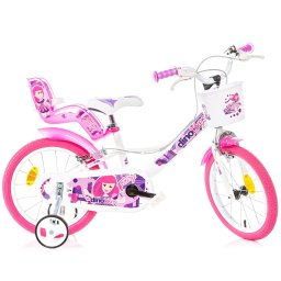 Bicicleta pentru copii Fairy Dino Bikes 16 inch, alb roz