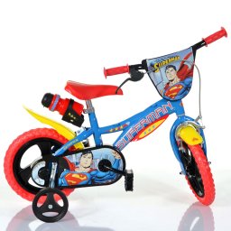 Bicicleta pentru copii Superman Dino Bikes 12 inch, cu roti ajutatoare