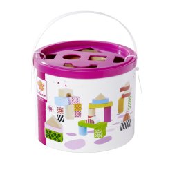 Set blocuri de constructie din lemn Eichhorn Color, 50 piese