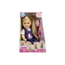 Papusa interactiva My Love 43 cm cu accesorii si par coafabil