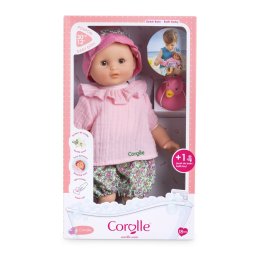 Papusa bebelus pentru baie Coralie 30 cm, cu ratusca si ochi somnorosi