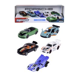 Set 5 masinute metalice Majorette Porsche, modele exclusive, scara 1:64
