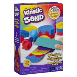 Set Kinetic Sand curcubeu cu 6 unelte si accesorii creative