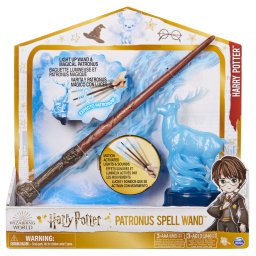Bagheta Harry Potter Patronus 33 cm cu lumini si figurina cerb