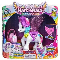 Hatchimals Unicorn cu Aripi Magice, lumini, sunete si 2 bebelusi