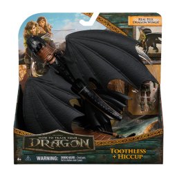 Set dragon Toothless si figurina viking Hiccup cu aripi mobile
