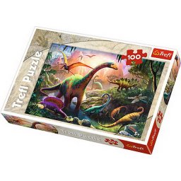 Puzzle Trefl cu 100 piese Pe taramul dinozaurilor, pentru copii 5+ ani