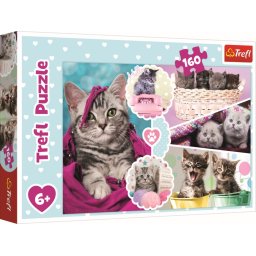 Puzzle Trefl 160 piese cu pisici dragalase, multicolor, 6+ ani