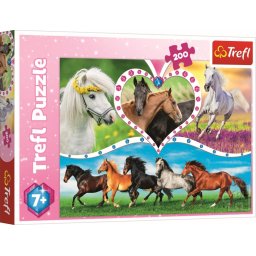 Puzzle Trefl 200 piese cu cai frumosi, pentru copii 7+