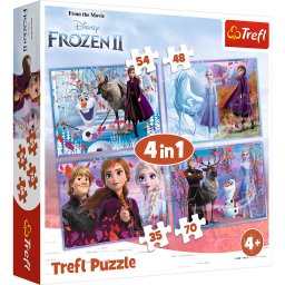 Puzzle Trefl 4 in 1 Frozen 2 Calatorie catre necunoscut, 4+ ani