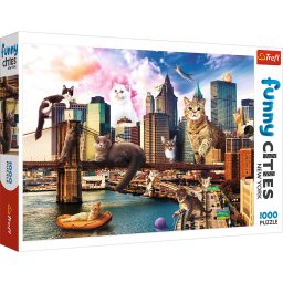 Puzzle Trefl 1000 piese Pisicute la New York, multicolor, 12+ ani