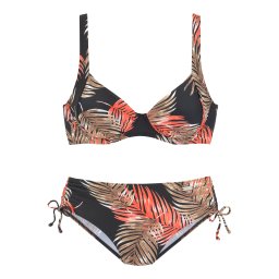 LASCANA Costum de baie două piese maro / portocaliu / negru / alb