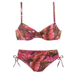 LASCANA Costum de baie două piese 'Elena' galben închis / roz / magenta / negru