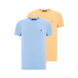 Jacey Quinn Tricou albastru noapte / albastru deschis / galben șofran / portocaliu deschis