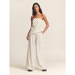 St MRLO Pantaloni 'SEB WIDE LEG PANTS' negru / alb