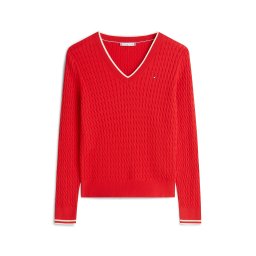 TOMMY HILFIGER Pulover roșu / alb